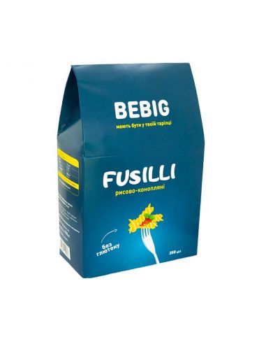 Макаронні вироби без глютену Рисово-конопляні спіралі, Bebig, 350г