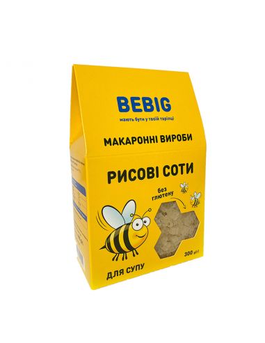 Макаронні вироби без глютену Рисові соти для супу, Bebig, 300г
