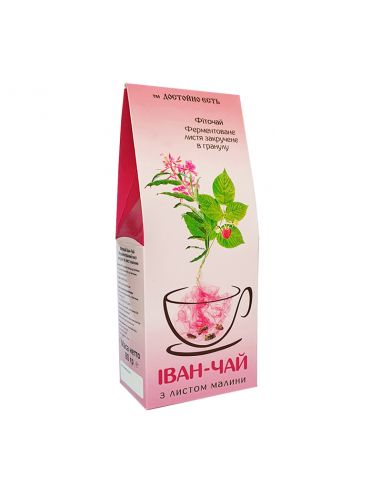 Іван чай гранульований з листом малини, Достойно Есть, 80г