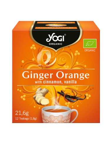 Чай з Імбир та Апельсин Біо, Ginger Orange Organic, Yogi Tea, пакет 2,2г