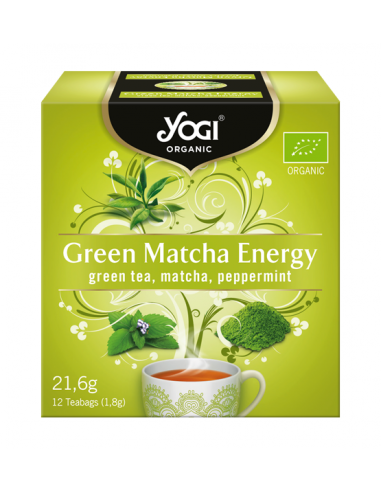 Чай з Енегрія Зеленого Чаю Матча Біо, Green Matcha Energy Organic, Yogi Tea, пакет 2,2г