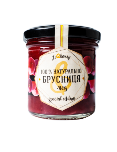 Паста брусниця + мед, LiQberry, 165г