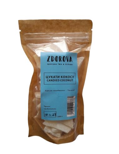 Цукати кокосові органічні, ZDOROVA, 100г